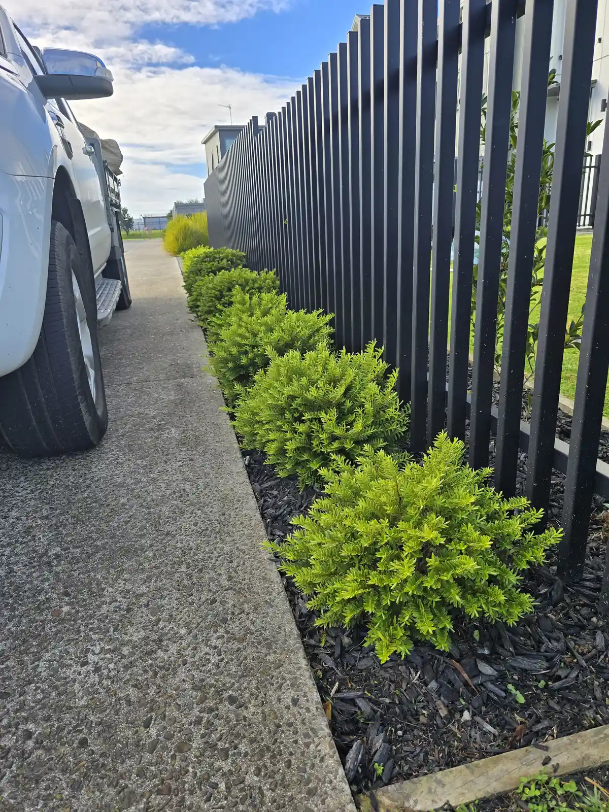 Anton working alone on a garden maintenance job, South Auckland